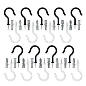 18 PCs Screw Hooks for Hanging with Anchor Plugs – 2 Inches PVC Coating  Black & White Cup Hooks Screw in-Strong and Heavy Duty Ceiling Hooks for  Outdoor Lights, Plants, Wind Chimes